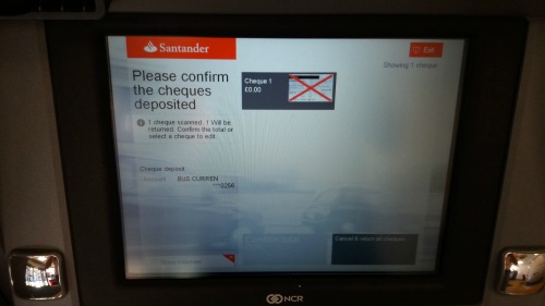 Photo of ATM screen
