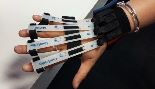 photo of someone wearing a cambridge simulation glove
