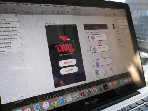 Photo of Dan's computer and his app design