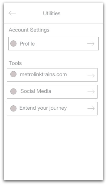 Wireframe of Utilities screen