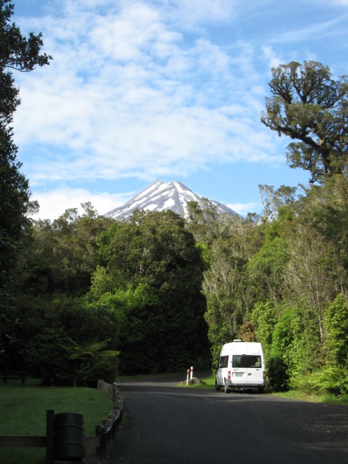 photo of the camper van with mountain backdrop