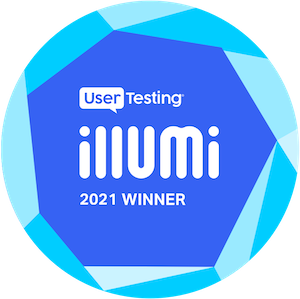 blue award bagde says UserTesting illumi 2021 winner
